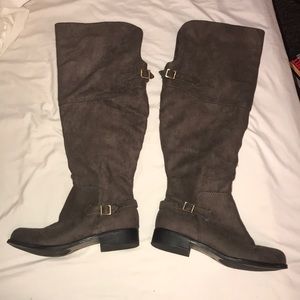 Brown suede over the knee boots